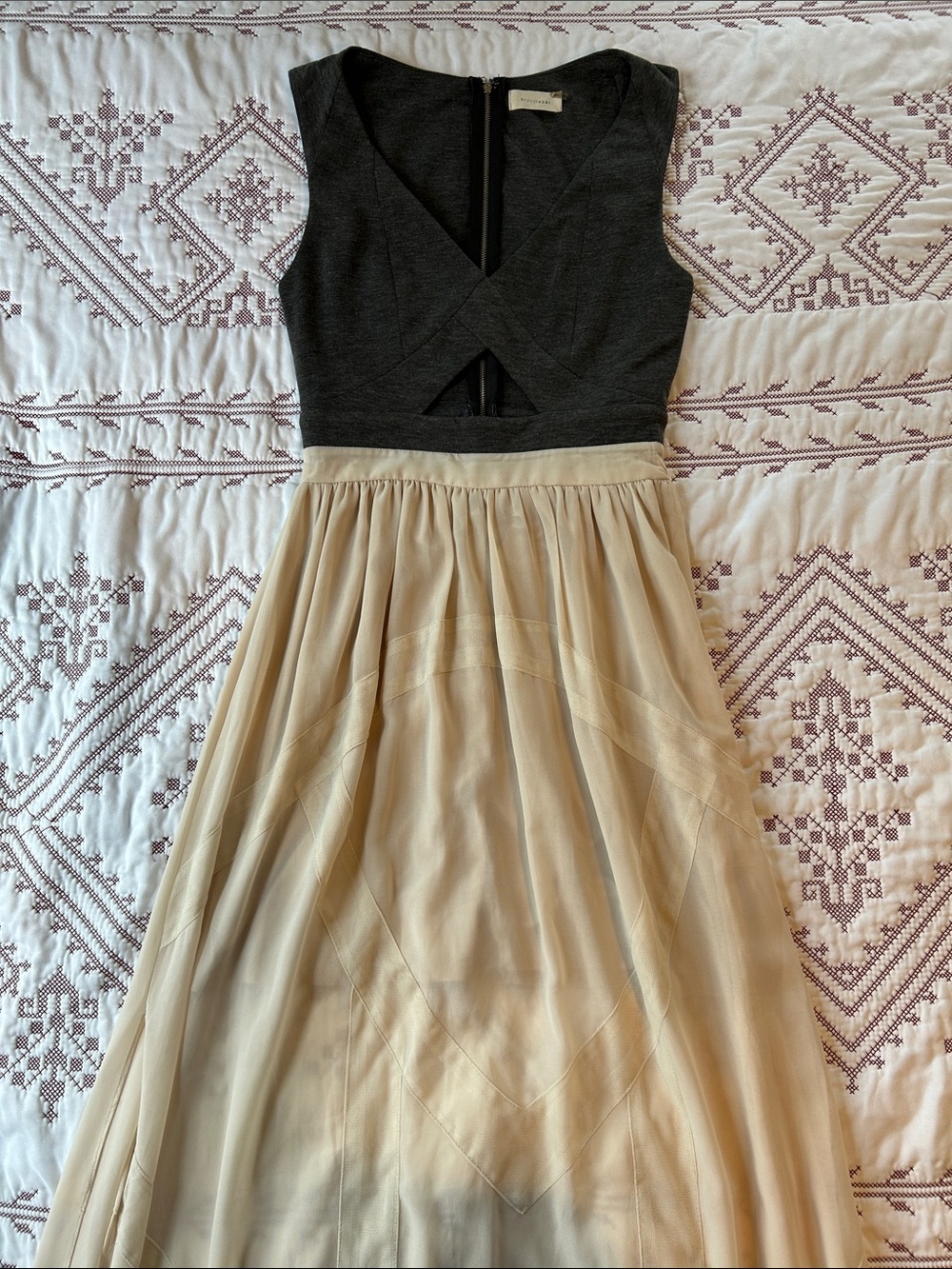 Brandlabel Anthropologie Chic Sleeveless Maxi Dress in Charcoal and Cream